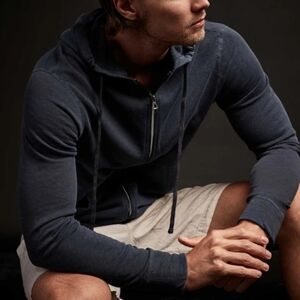 James Perse Vintage French Zip Up Hoodie Sweatshirt In Deep Pigment